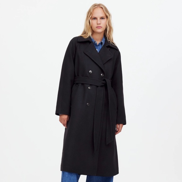 New MADEWELL Size XS Double-Breasted Trench Coat in Black $398 NS389 - Picture 2 of 6